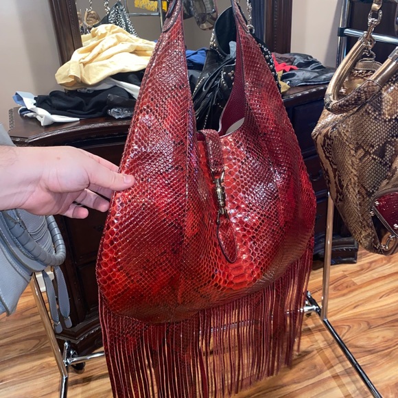Gucci New Python Nouveau Fringe Hobo Bag - Picture 10 of 12